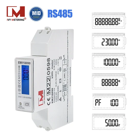 EV 충전 솔루션을 위한 MID 단상 RS485 Modbus 양방향 스마트 전기 에너지 미터